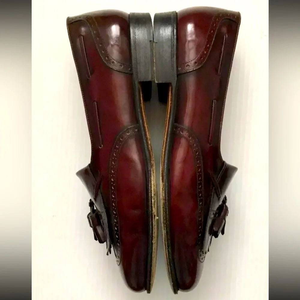 Salvatore Ferragamo Loafers Burgundy Tassel Slip On Shoes SZ 8.5 Made In Italy - Picture 5 of 12